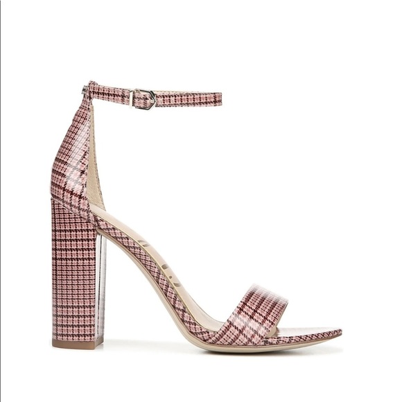 Sam Edelman | Yaro Plaid Ankle Strap Sandals Pink Plaid Size 7 NEW - Picture 2 of 11